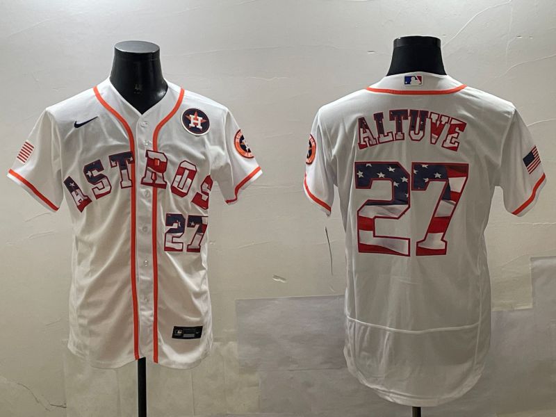 Men Houston Astros #27 Altuve White National Flag Elite 2025 Nike MLB Jersey style 2->houston astros->MLB Jersey